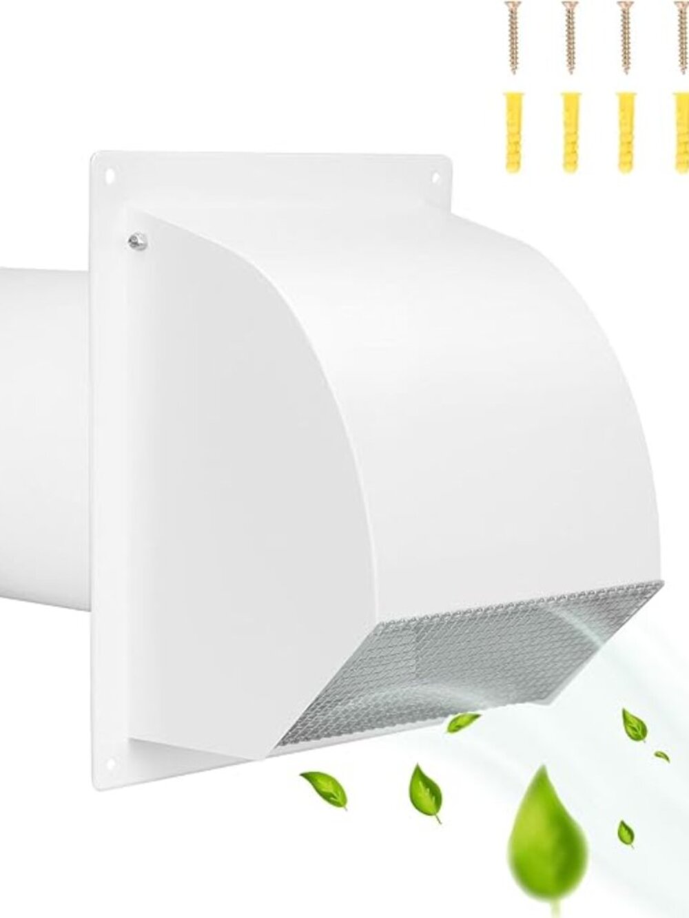 Steel Hooded Wall Vent 6 Inch with Screen,Arc-Shaped Wall Vent 6in White